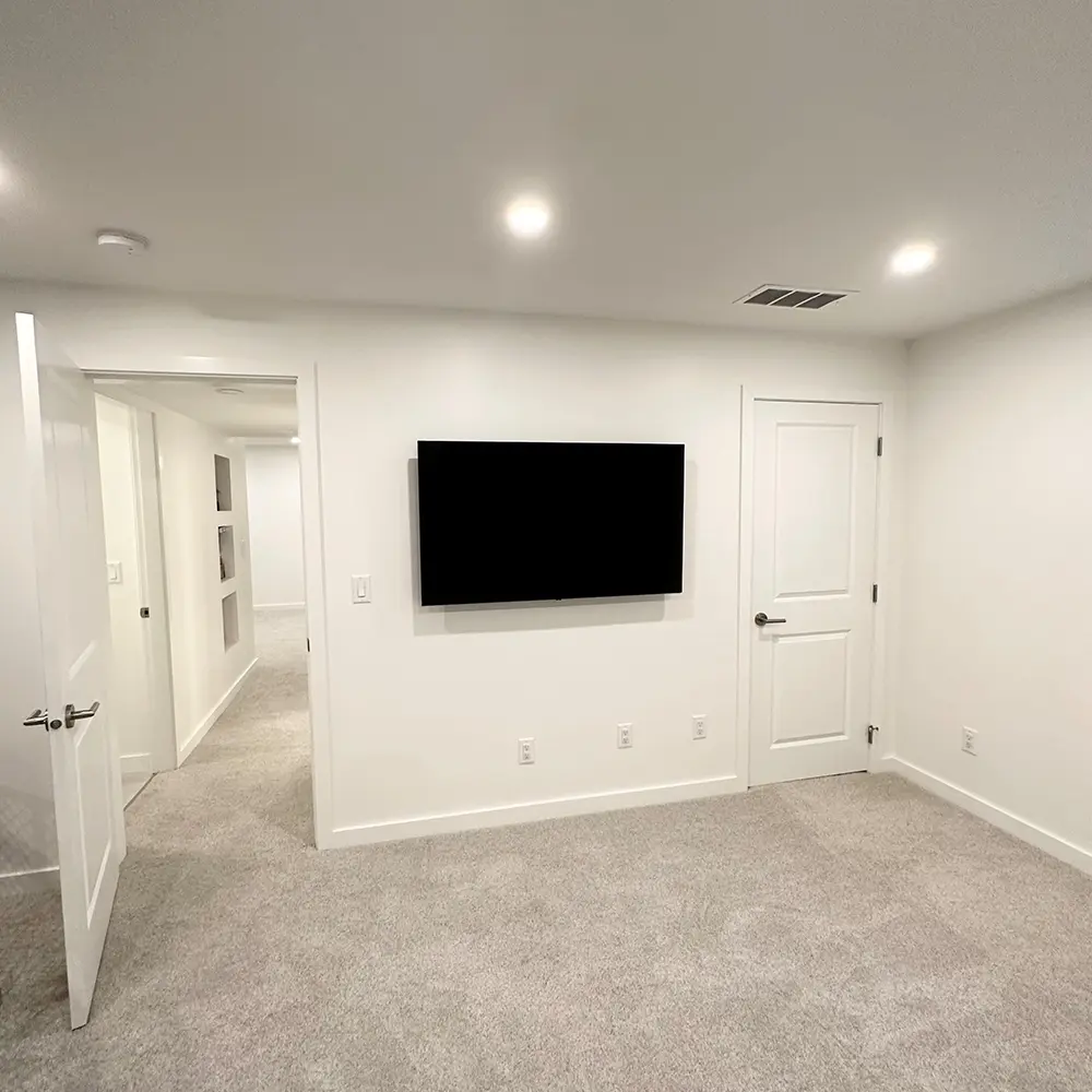 white room remodel basement