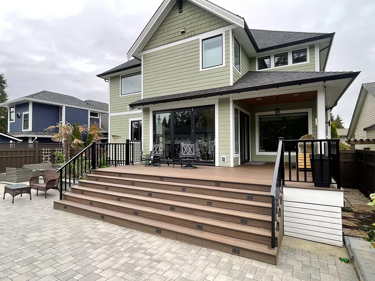 After shot of a composite deck building project in Langley