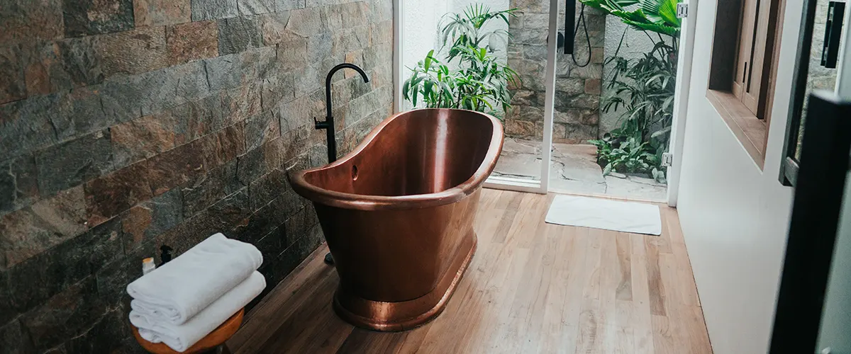 copper bathtub small bathroom