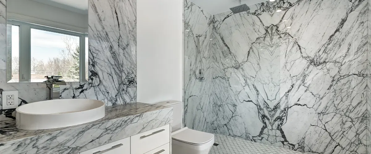 marble shower without doors