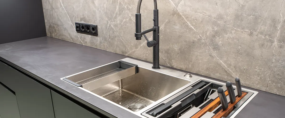 modern sink in kitchen