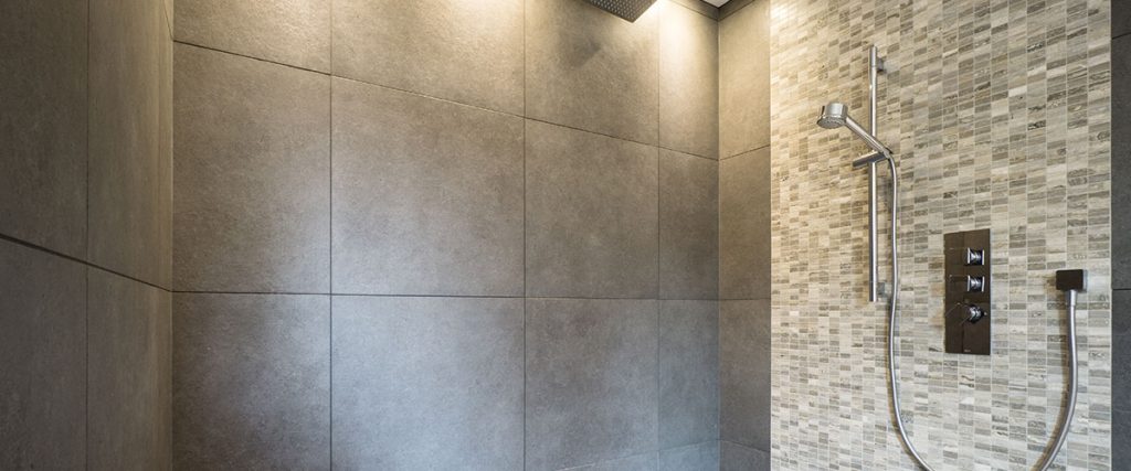 tiled shower without doors