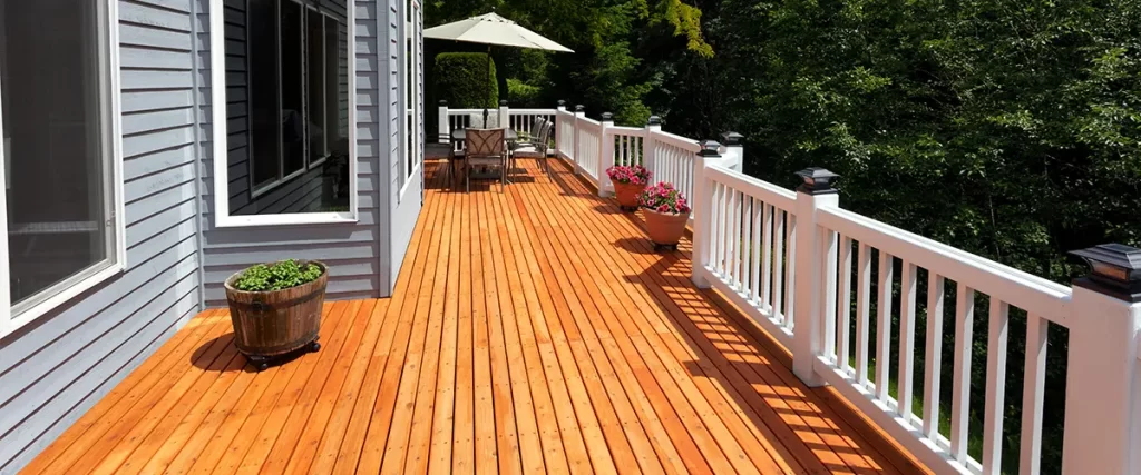 freshly installed cedar deck porch