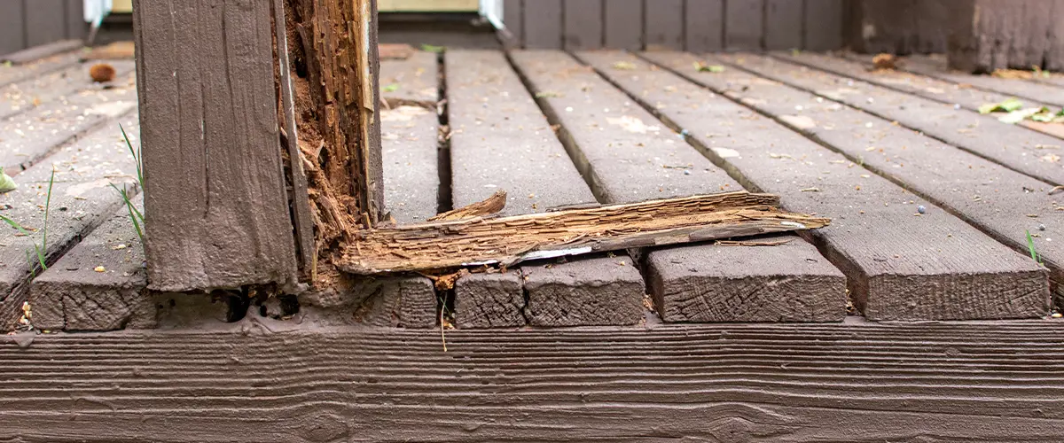 broken rotten deck posts that needs repairs