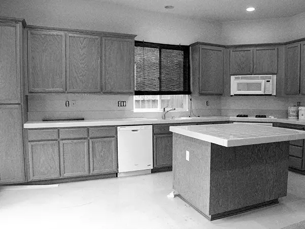saxon kitchen before remodeling all gray